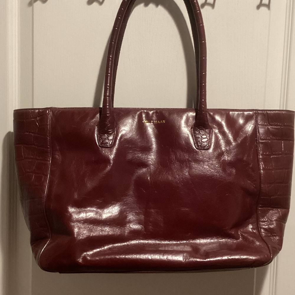 Vintage Cole Haan Burgundy Leather Tote Bag